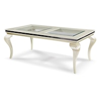 Glam Rectangular Dining Table with Glass Leaf Inserts