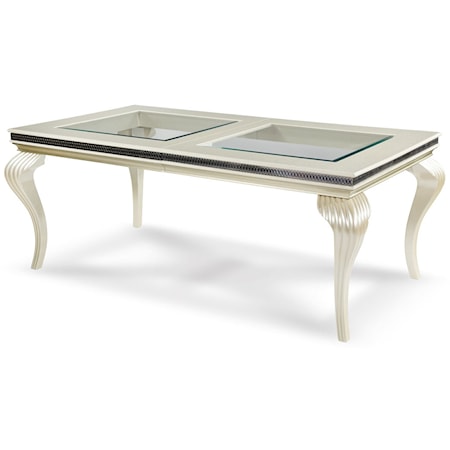 Glam Rectangular Dining Table with Glass Leaf Inserts