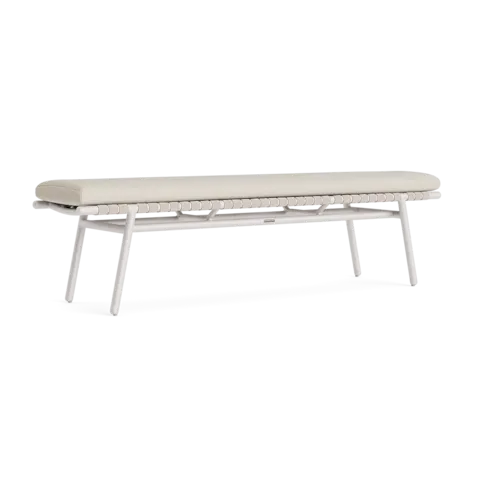Oscar II 75" Aluminum Dining Bench w/Strap Accent