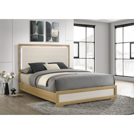 Hyland Wood Queen LED Panel Bed and