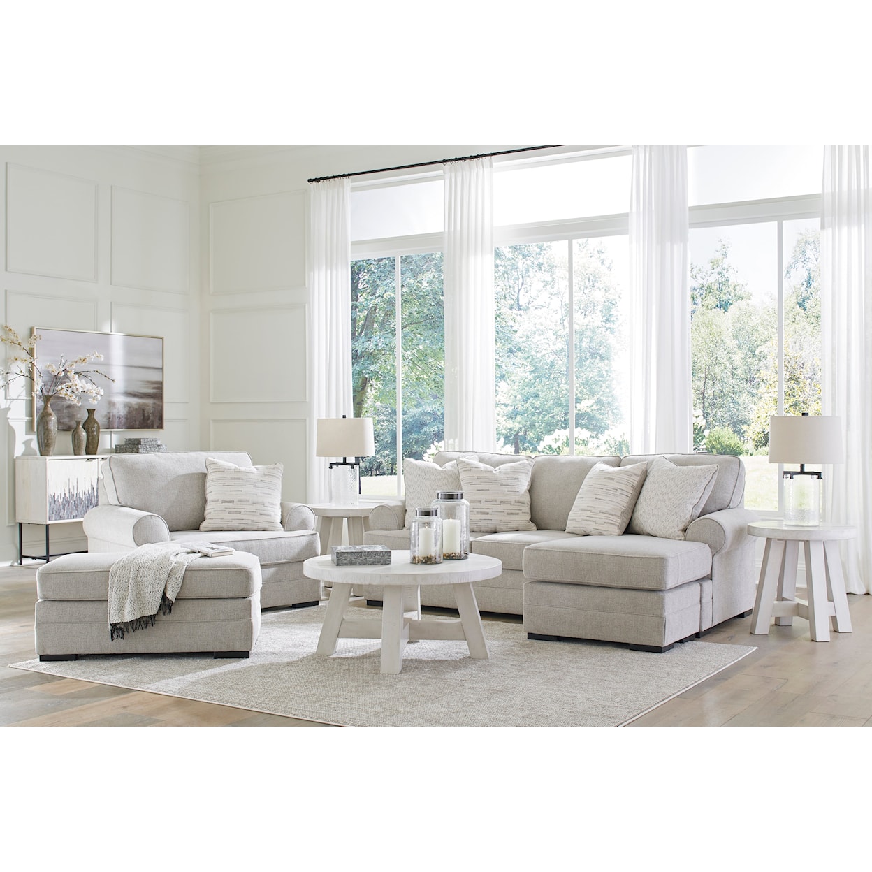 Benchcraft by Ashley Eastonbridge Sofa Chaise, Oversized Chair, and Ottoman