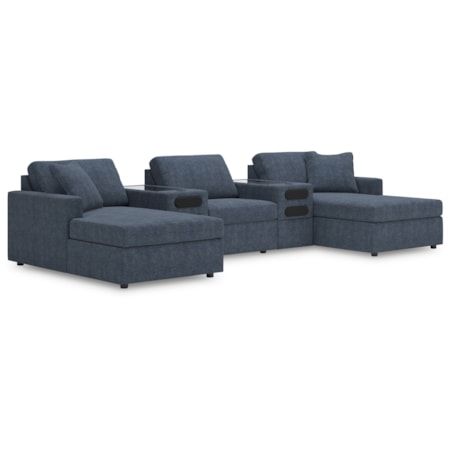 5-Piece Double Chaise With Audio Consoles