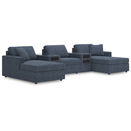 5-Piece Double Chaise With Audio Consoles