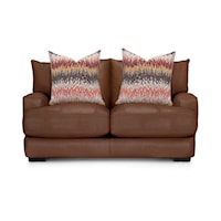 Casual Stationary Loveseat with Track Armrests