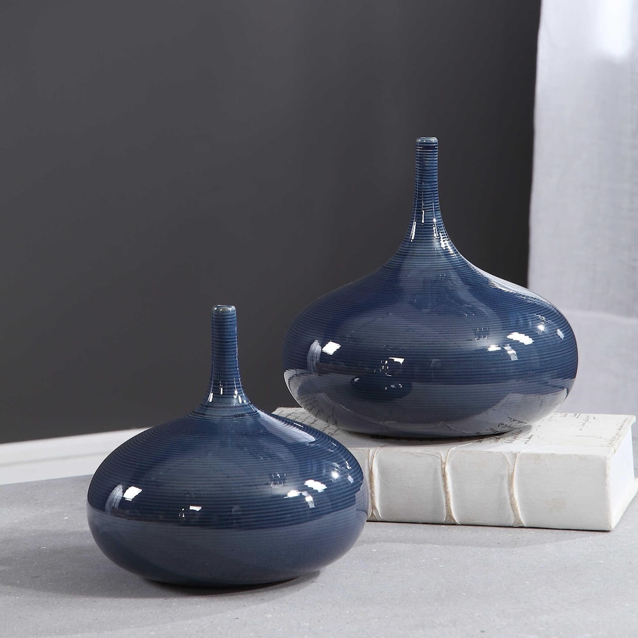 Uttermost Accessories - Vases and Urns Zayan Blue Vases, S/2