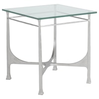 Bruno Transitional Square Metal End Table with Glass Top