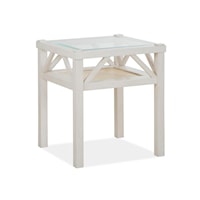 Coastal Square End Table with Glass Top