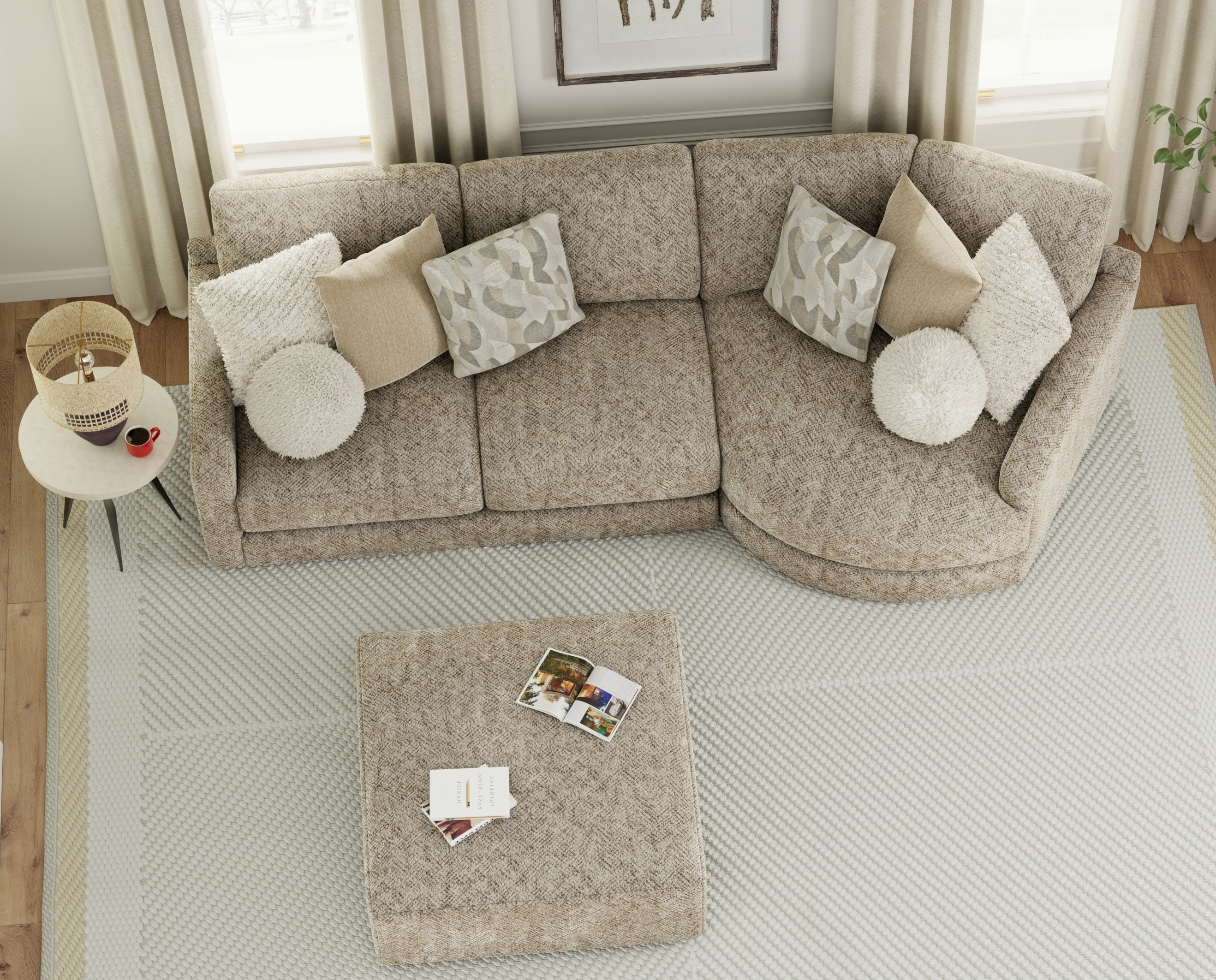 Jackson Furniture Turner 3-Piece Sectional Sofa with Cocktail Ottoman