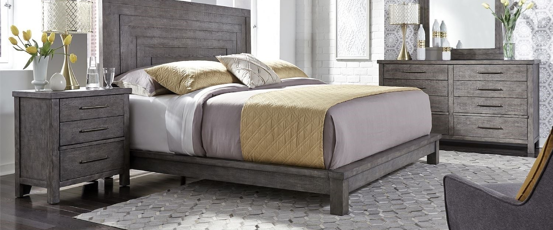 Contemporary 4-Piece Queen Platform Bedroom Group