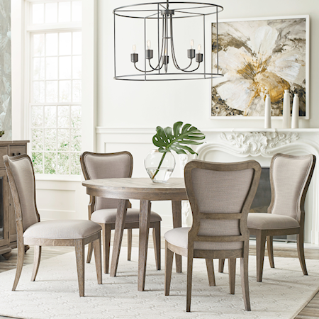 5-Piece Dining Set with Hazelton Table and Upholstered Chairs