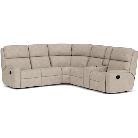 Casual 6 Piece Manual Reclining Sectional with Cupholders