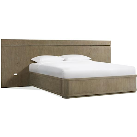 Contemporary Queen Panel Bed with Wall Piers