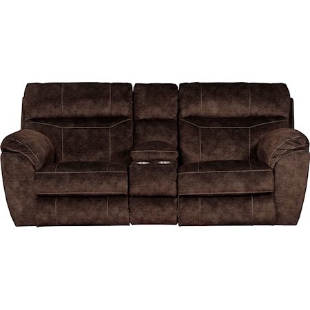 Power Lay Flat Reclining Console Loveseat with Power Headrests