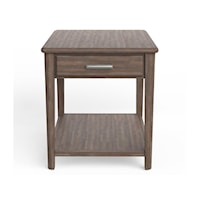 Contemporary 1-Drawer Rectangular End Table with Lower Display Shelf