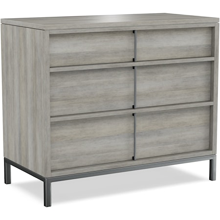 Contemporary 3-Drawer Chest with Metal Base