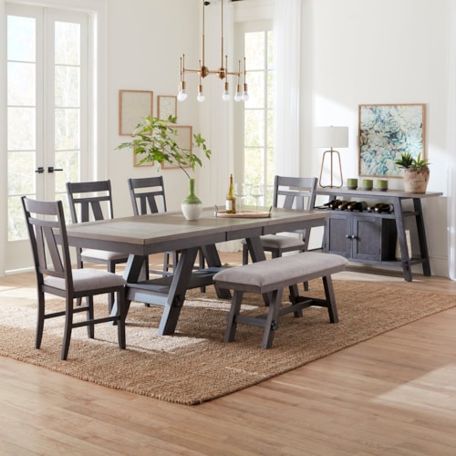 Transitional 6-Piece Rectangular Table Set