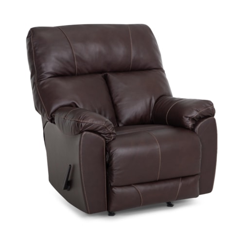 Casual Manual Rocker Recliner with Pillow Arms