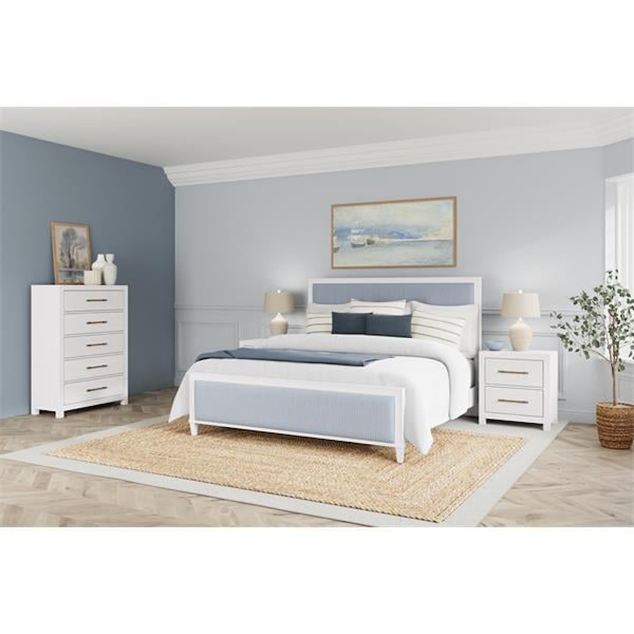 Riverside Furniture Rosalie King Upholstered Panel Bed