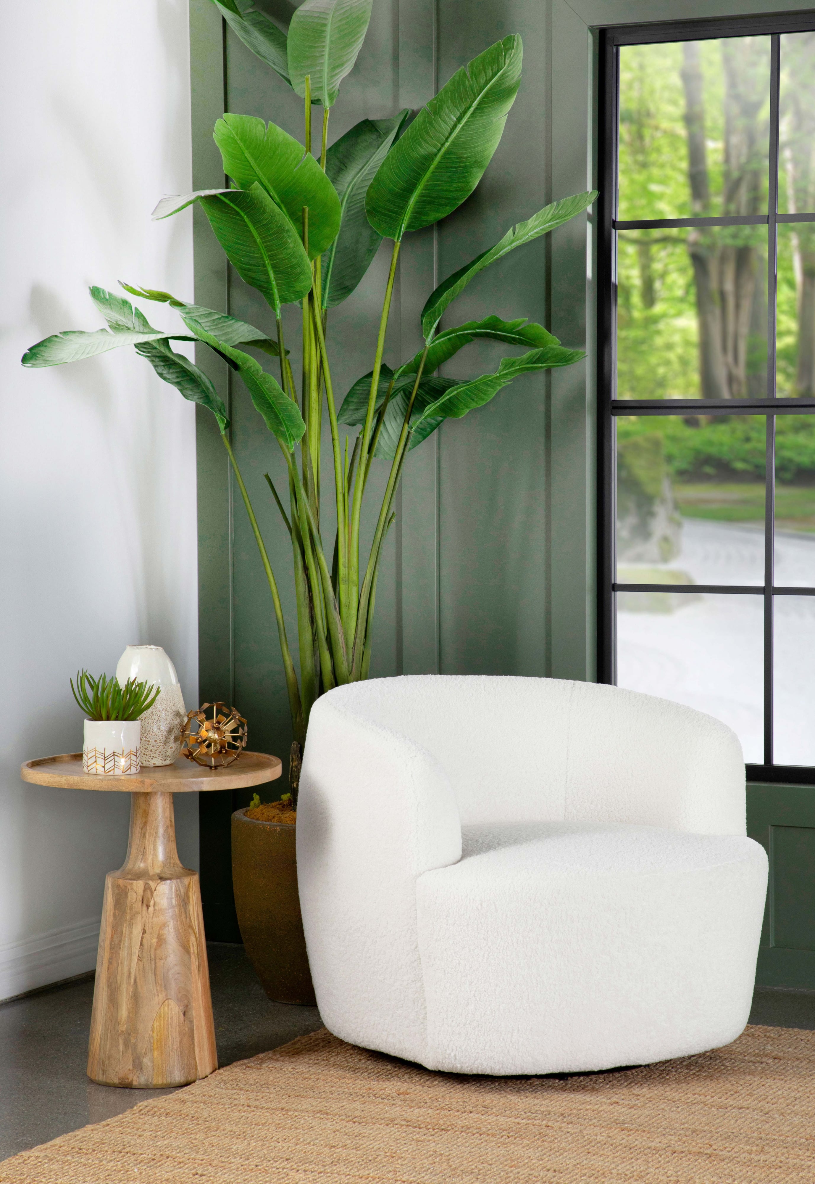 Coaster Hudson Hudson Faux Sheepskin Swivel Chair