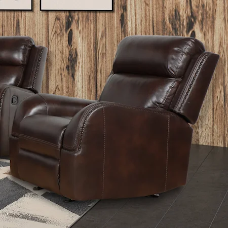 Casual Leather Glider Recliner w/ Power