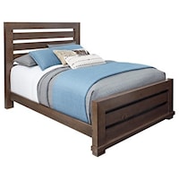 Contemporary Queen Panel Bed with Slat Headboard and Footboard