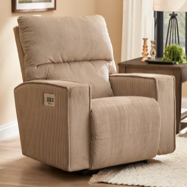 Casual Power Rocking Recliner with Power Headrest & Lumbar