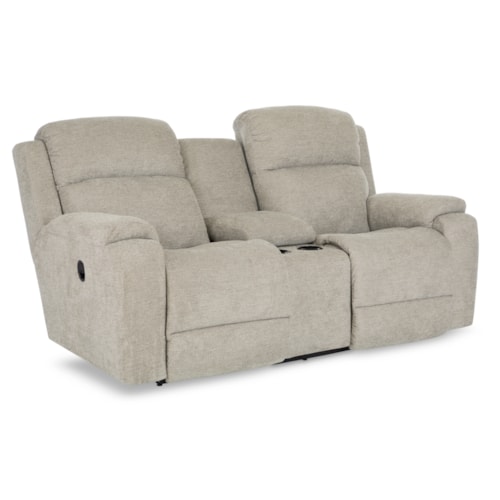 Casual Reclining Loveseat with Cupholder Storage Console