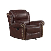 Transitional Manual Glider Recliner with Nailhead Trim