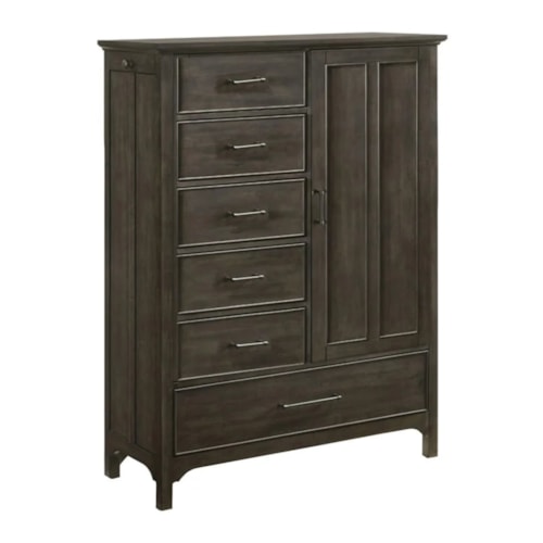 Contemporary 6-Drawer Gentlemen's Door Chest with Garment Rode