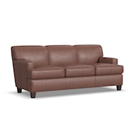 Transitional Leather Sofa with Track Arms