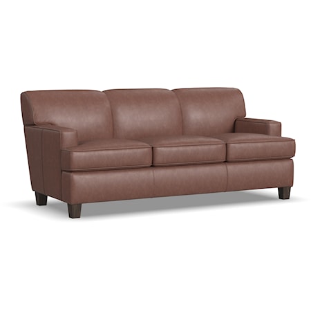 Transitional Leather Sofa with Track Arms