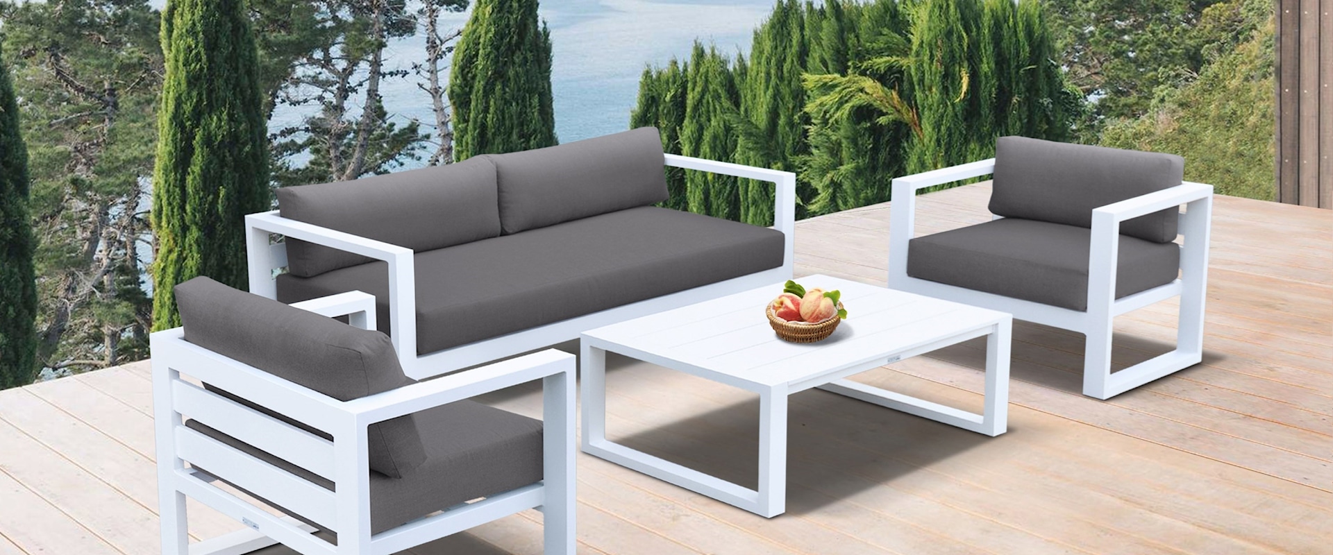 Contemporary Outdoor 4-Piece Set in White Finish