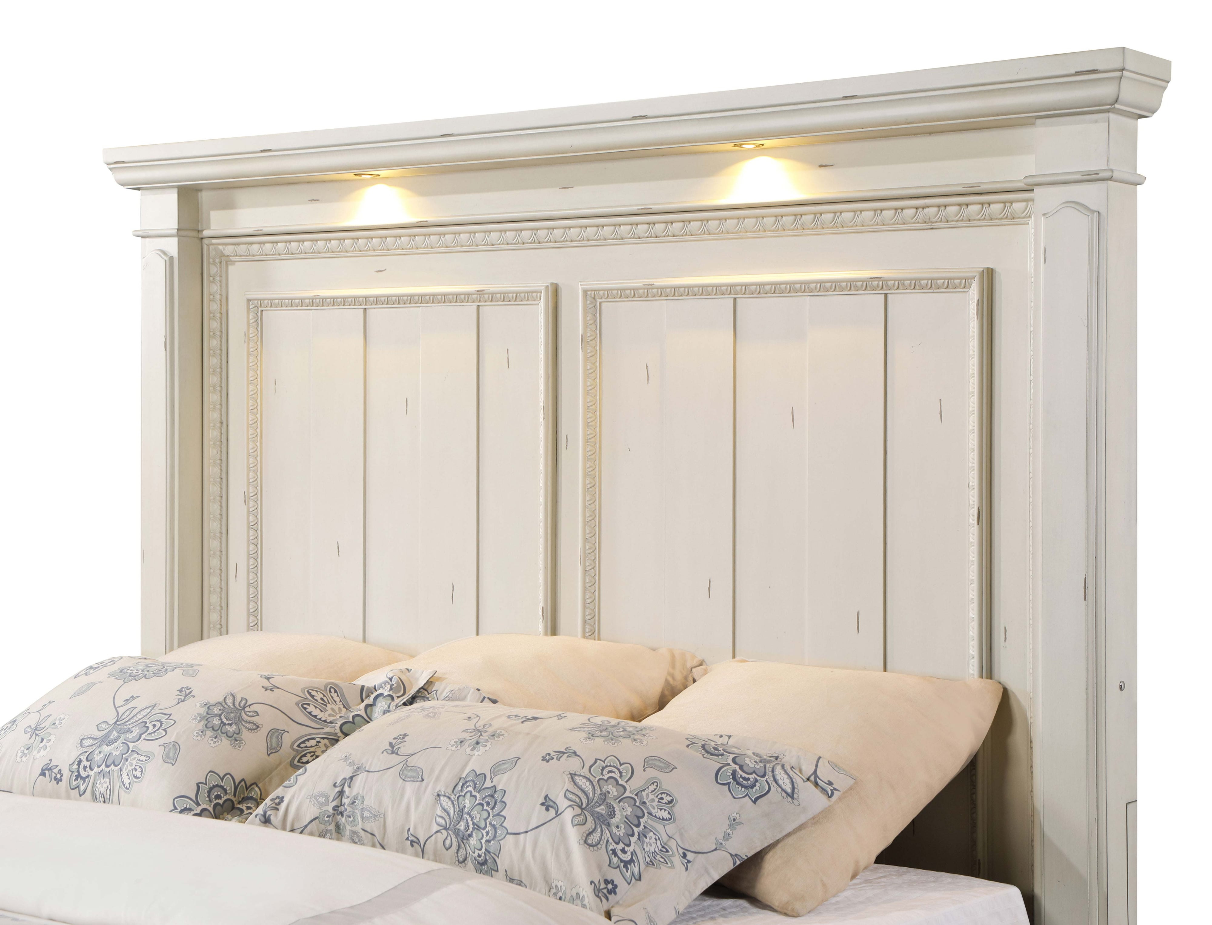Evelyn King Panel Bed w/ Headboard Lighting