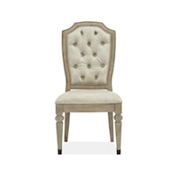 Transitional Upholstered Dining Side Chair with Button Tufting
