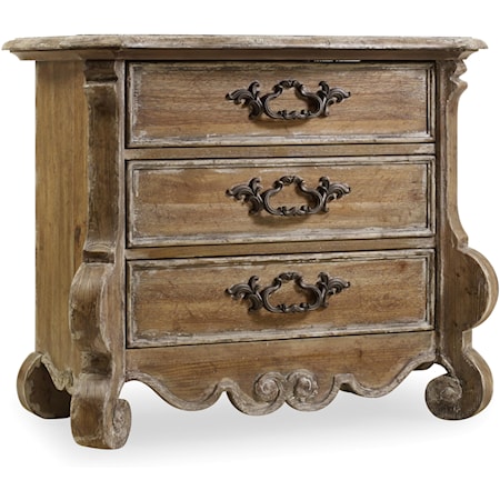 Traditional 3-Drawer Nightstand with Power Outlet and USB Port