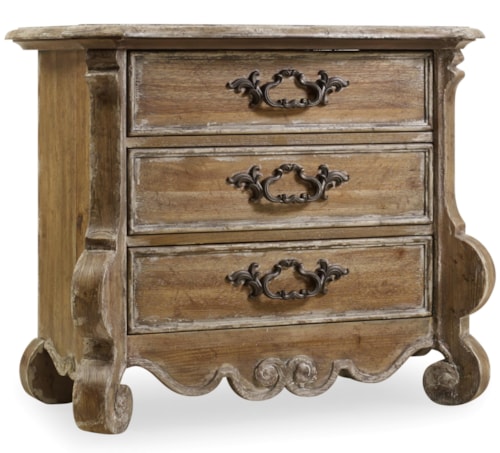 Traditional 3-Drawer Nightstand with Power Outlet and USB Port