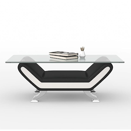 Contemporary Cocktail Table with Glass Table Top