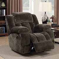 Transitional Glider Recliner with Pillow Arms