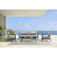 Casual Outdoor Patio 4-Piece Lounge Set in Aluminum and Wicker