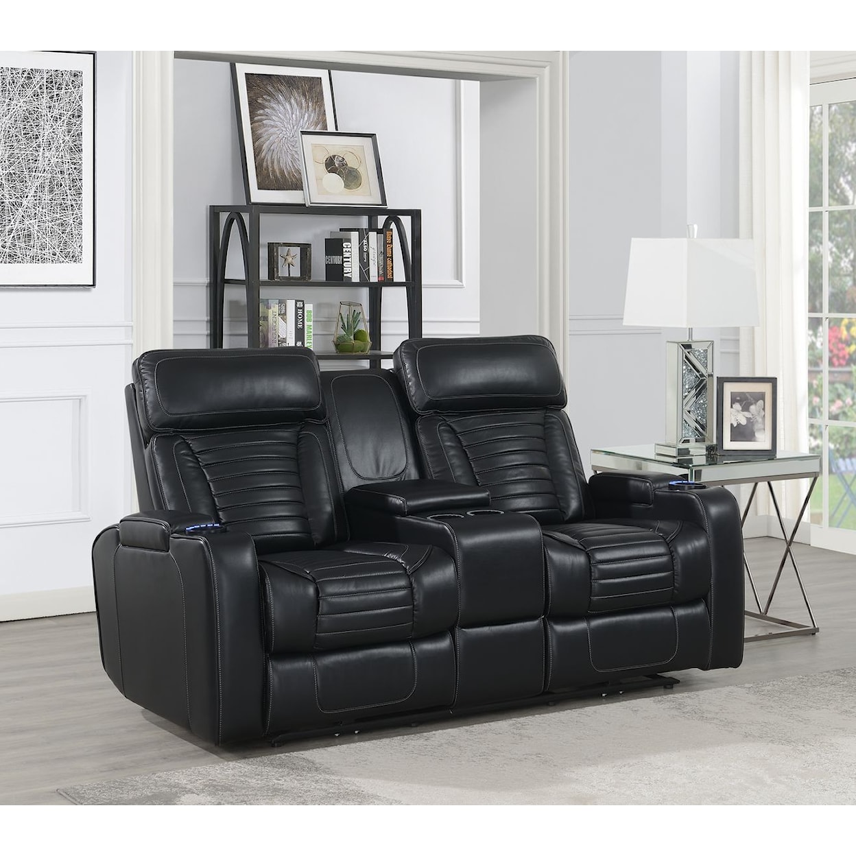 Prime Lavon Dual-Power Leatherette Console Loveseat