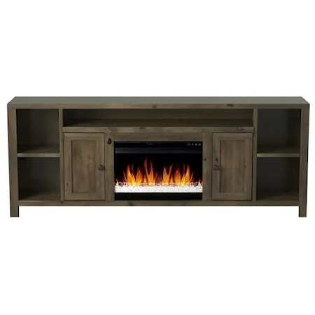 Rustic 84" Super Fireplace with 2 Doors and 5 Shelves