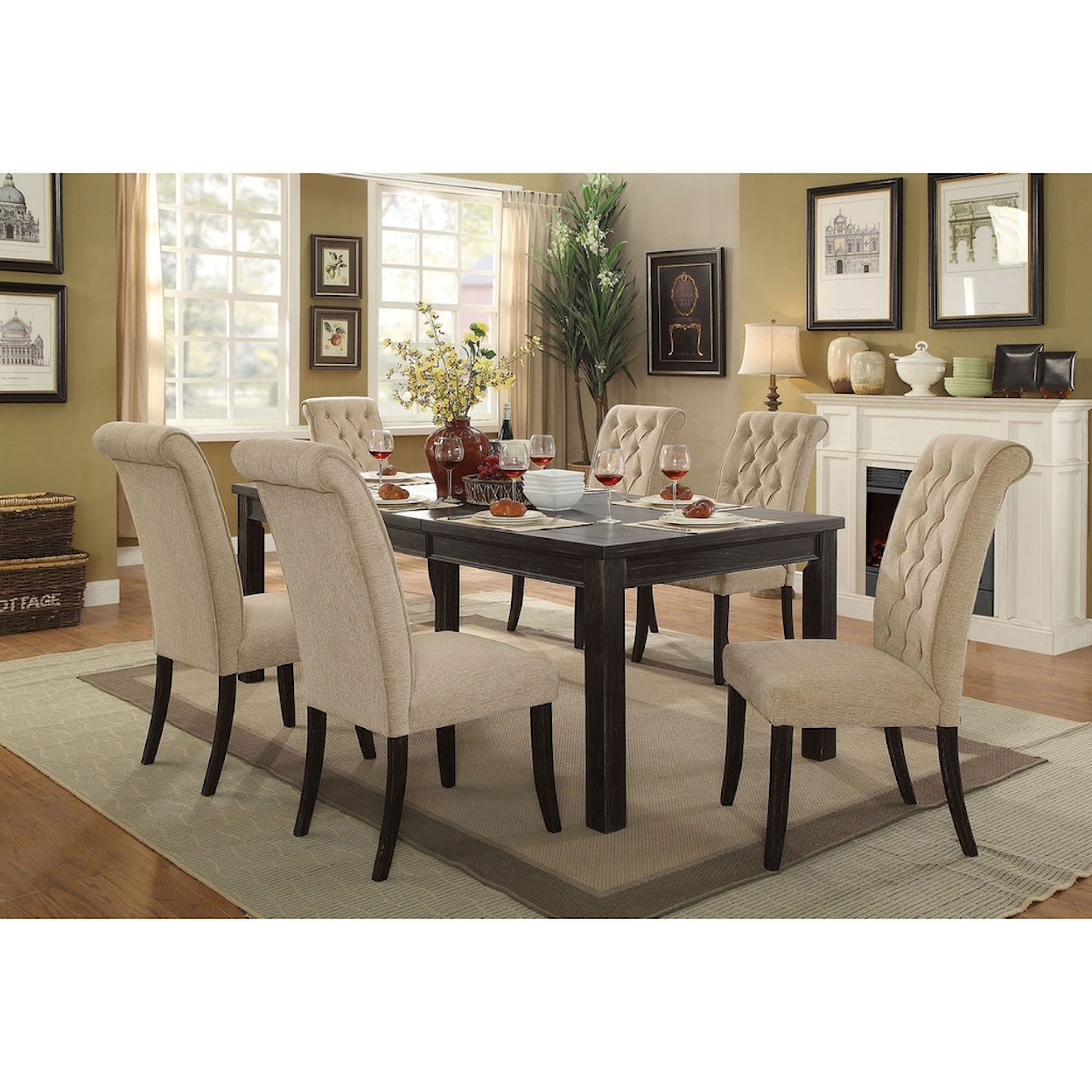 Furniture of America Sania 7-Piece Dining Table Set