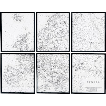 Avanworth Europe Map Wall Art (Set of 6)