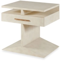 Contemporary Geometric Side Table with Aged Brass Hardware