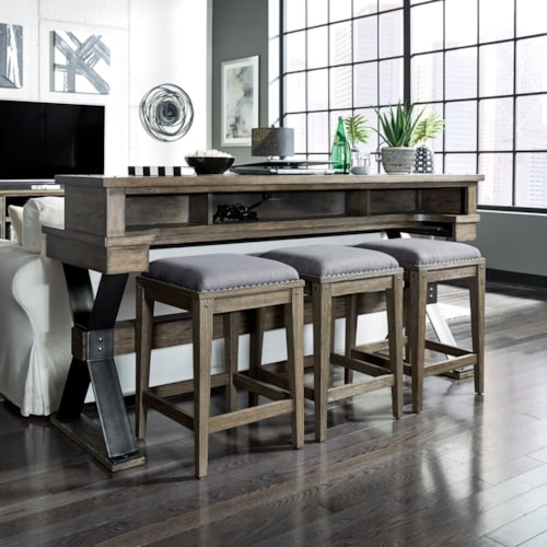 Rustic Industrial 4-Piece Occasional Set with Nail Head Accents