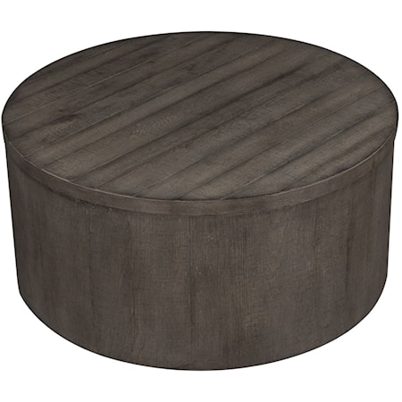 Contemporary Round Drum Cocktail Table with Casters