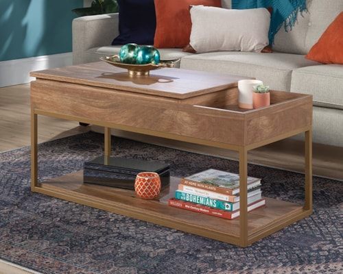 Mid-Century Modern Lift-Top Coffee Table with Hidden Storage