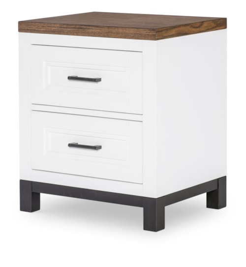 Contemporary 2-Drawer Nightstand with Outlets