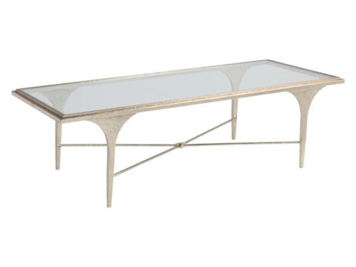 Contemporary Rectangular Cocktail Table with Glass Top