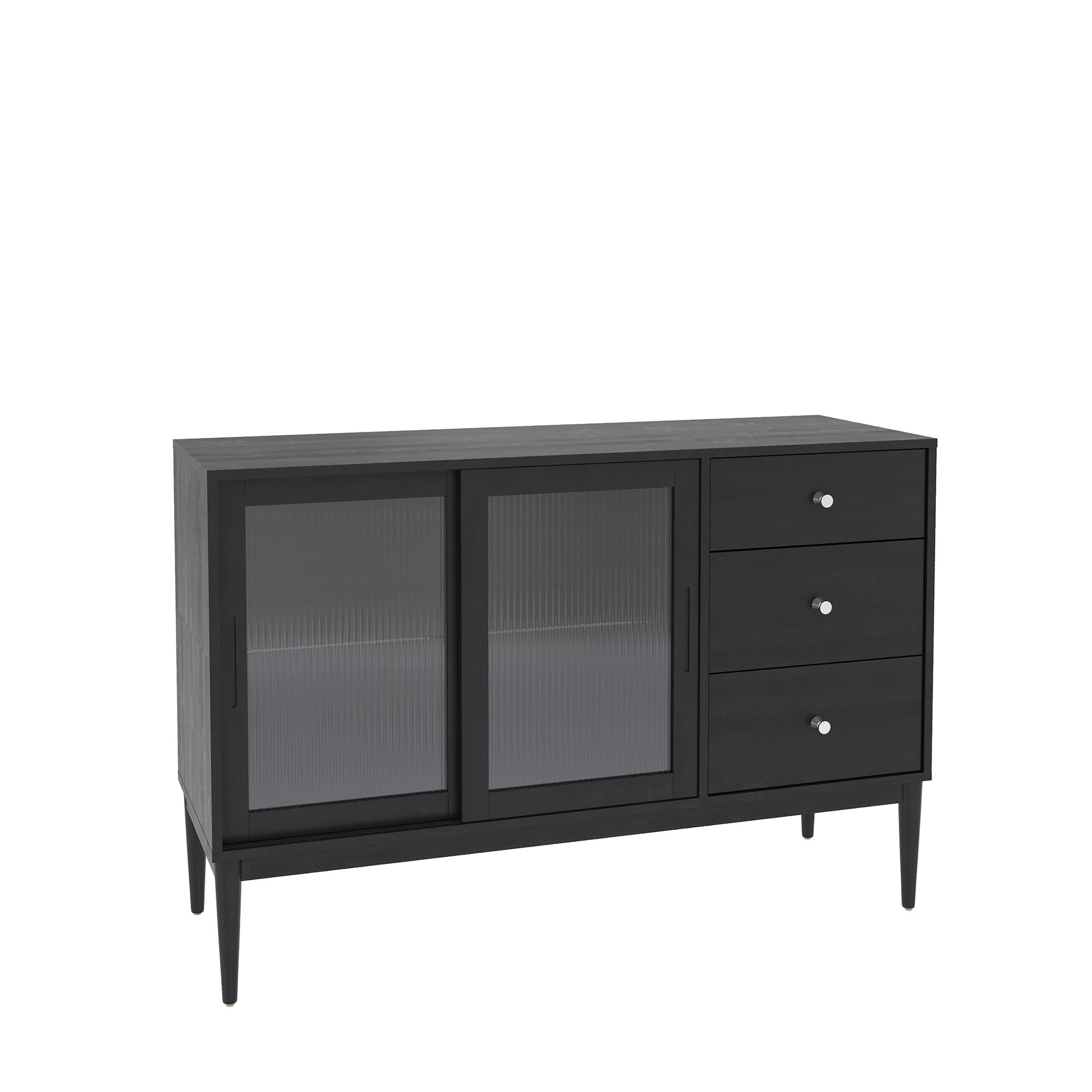 Three-Drawer Buffet w/Fluted Glass Doors